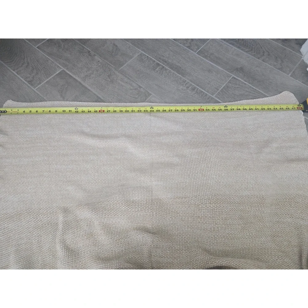 Anthropologie Knit Throw Blanket Neutral Two Tone Textured Woven Home Colorblock